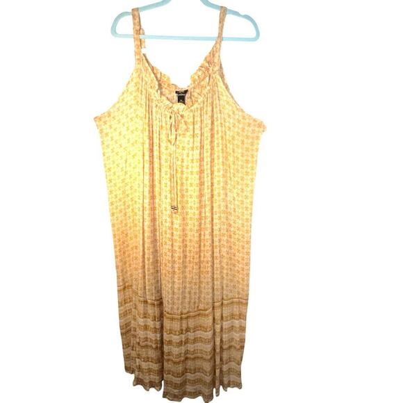 Millennium women’s 3X drop waist Daisy tie-dye drawstring ruffle neckline midi - Picture 2 of 9